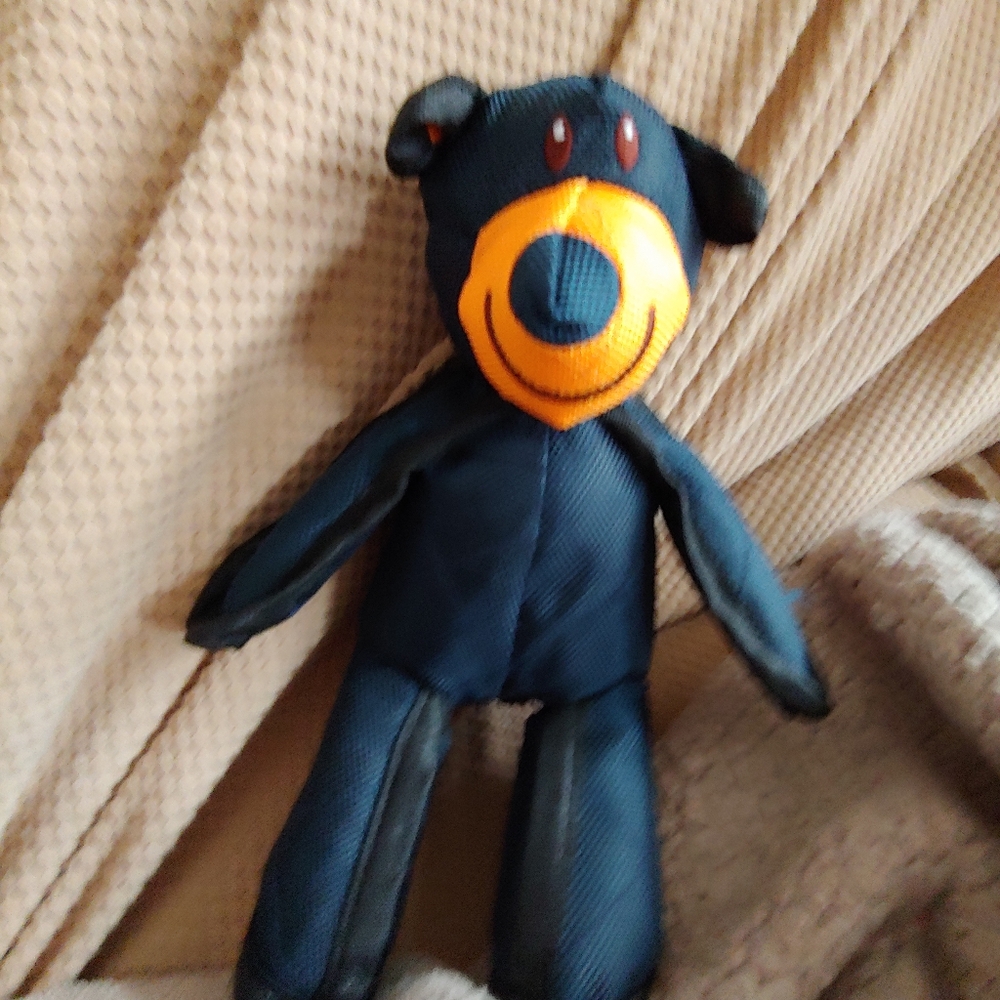 Navy and Orange Quilted Bear Plush Toy